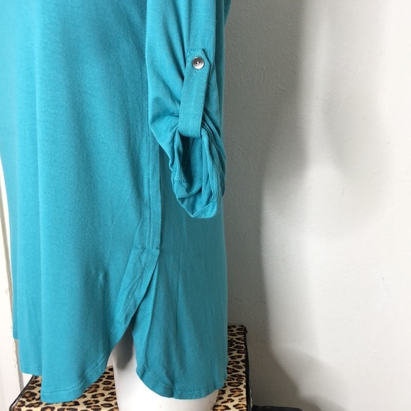 J. Jill Wearever Collection Roll Tab Sleeve Scoop Neck Knit Tunic Top S Petite - Picture 5 of 10